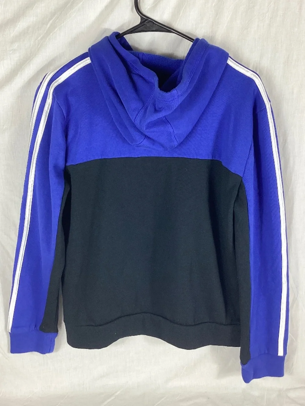Adidas Boys Hooded Pullover Size Large 14/16 Blue Black Embroidered Logo